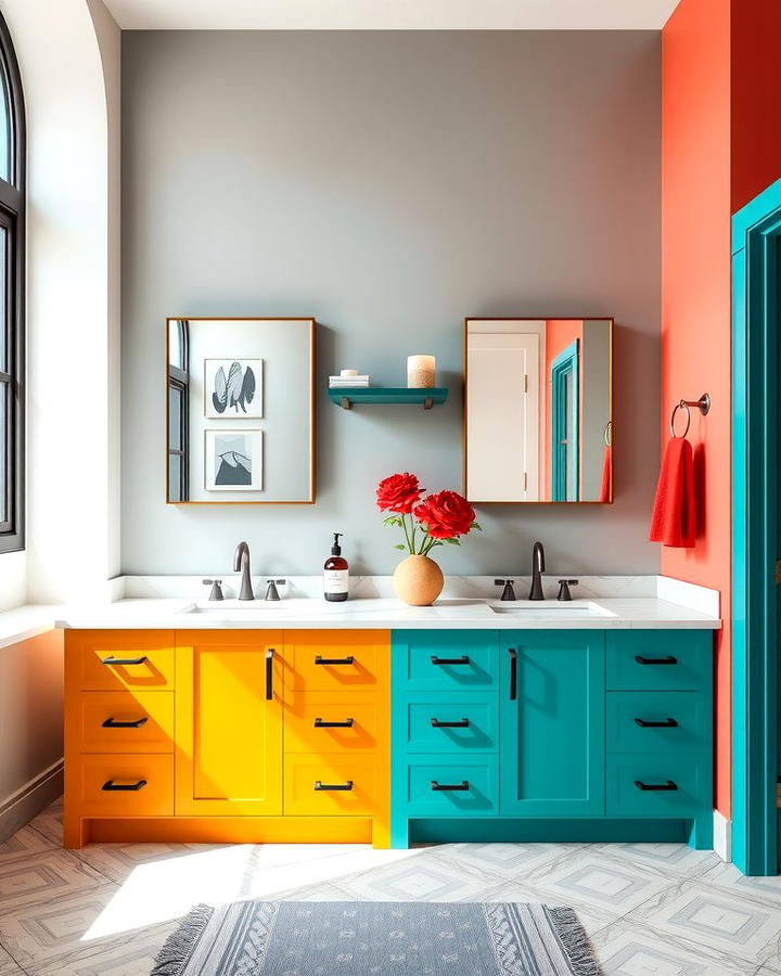 Double Vanity with Pop of Color