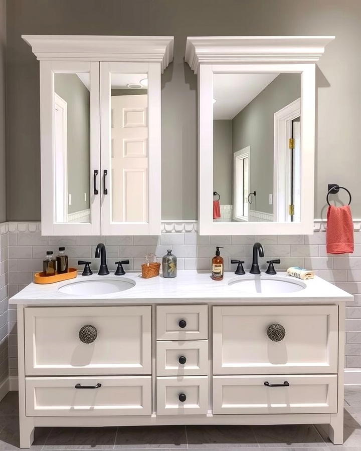 Double Vanity with Unique Hardware