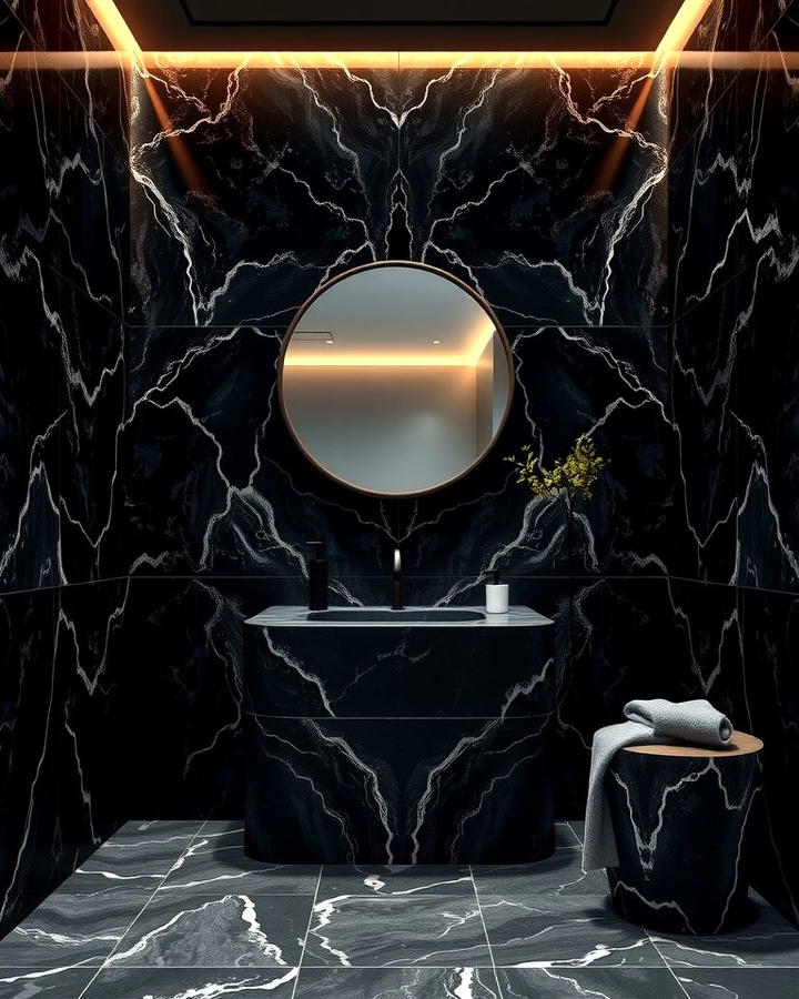 Dramatic Black Marble Walls