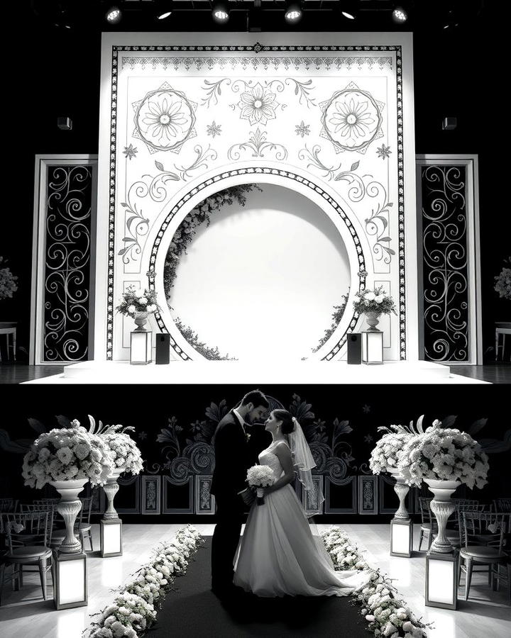 Dramatic Black and White Ceremony Backdrop