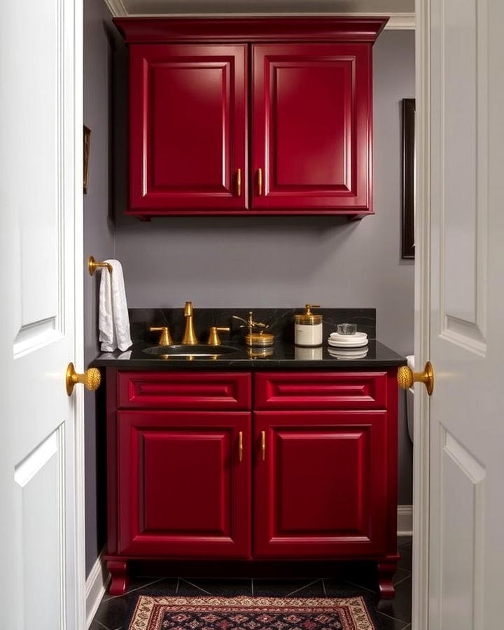 Dramatic Burgundy Cabinets