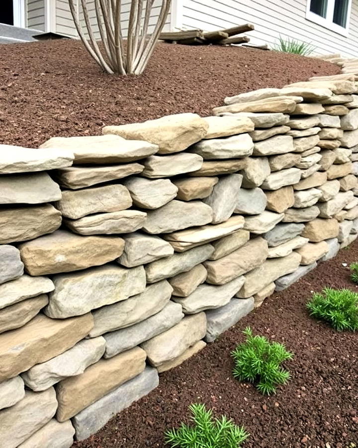 Dry Stack Stone Retaining Wall Idea