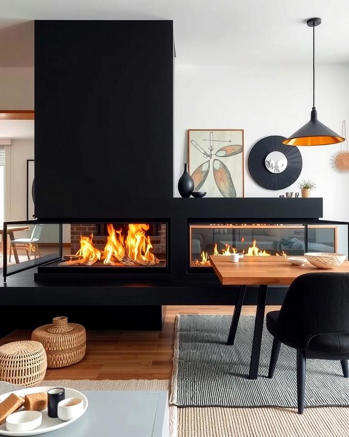 Dual Sided Fireplace for Open Spaces