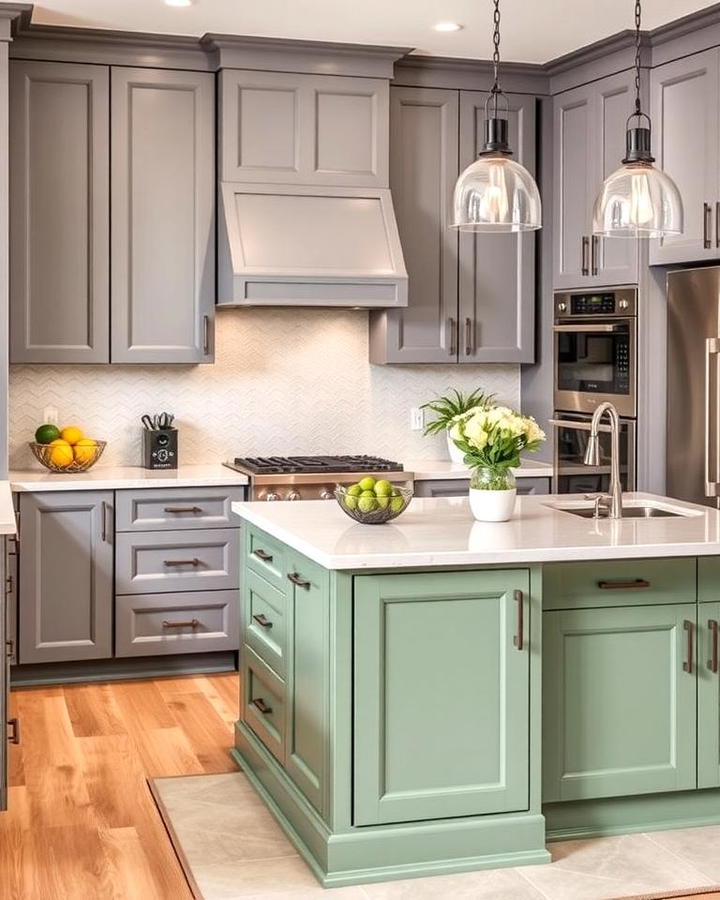 Dual Tone Design with Gray Cabinets