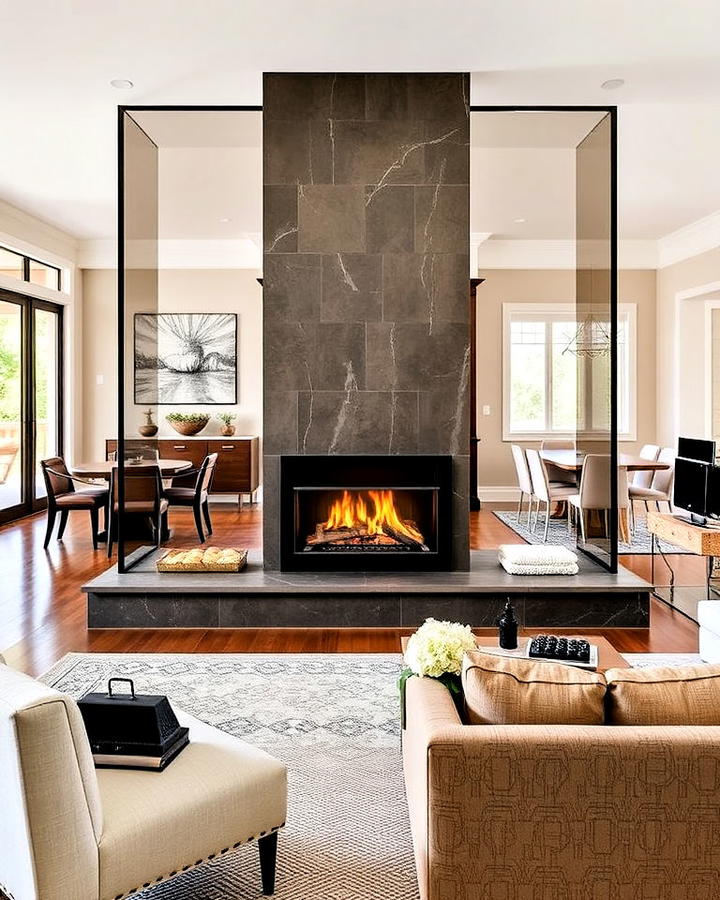 Dual sided Fireplace for Open Layout