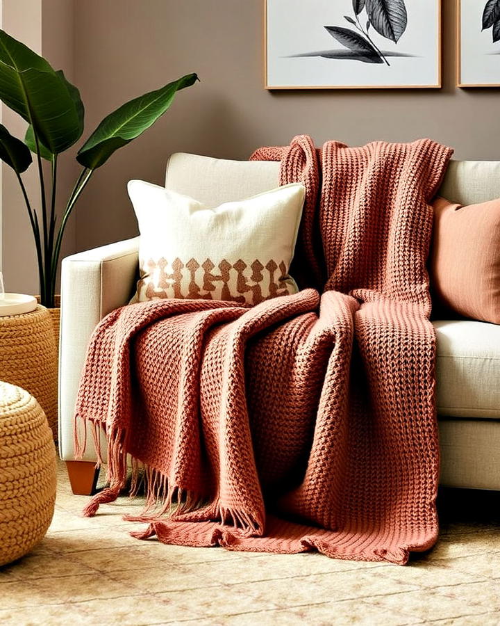 Earthy Brown Throw Blankets for Living Room