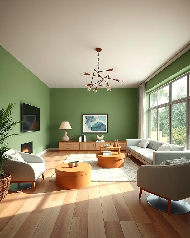 Earthy Green Walls for a Calm Atmosphere