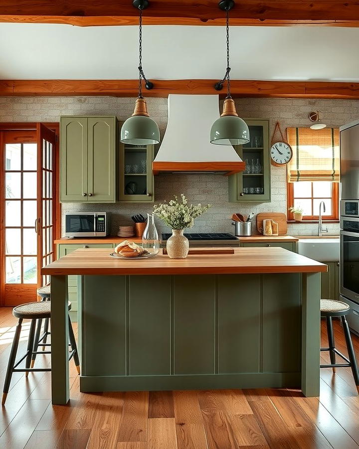 Earthy Olive Green Island