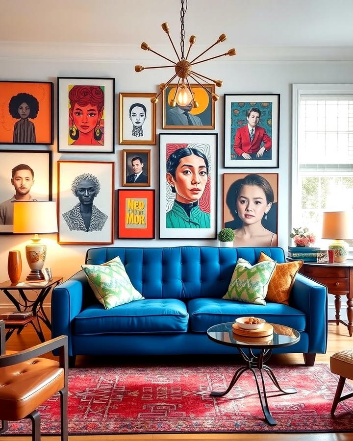 Eclectic Blue Couch Living Room