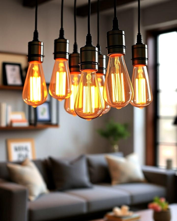 Edison Bulb Lighting in Living Room