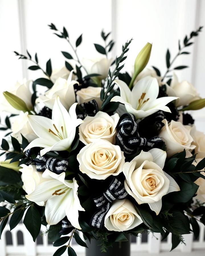 Elegant Black and White Floral Arrangements