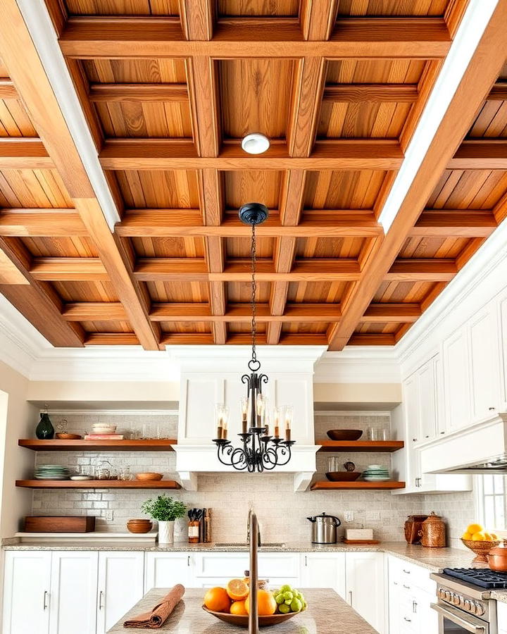 Elegant Coffered Wood Ceiling