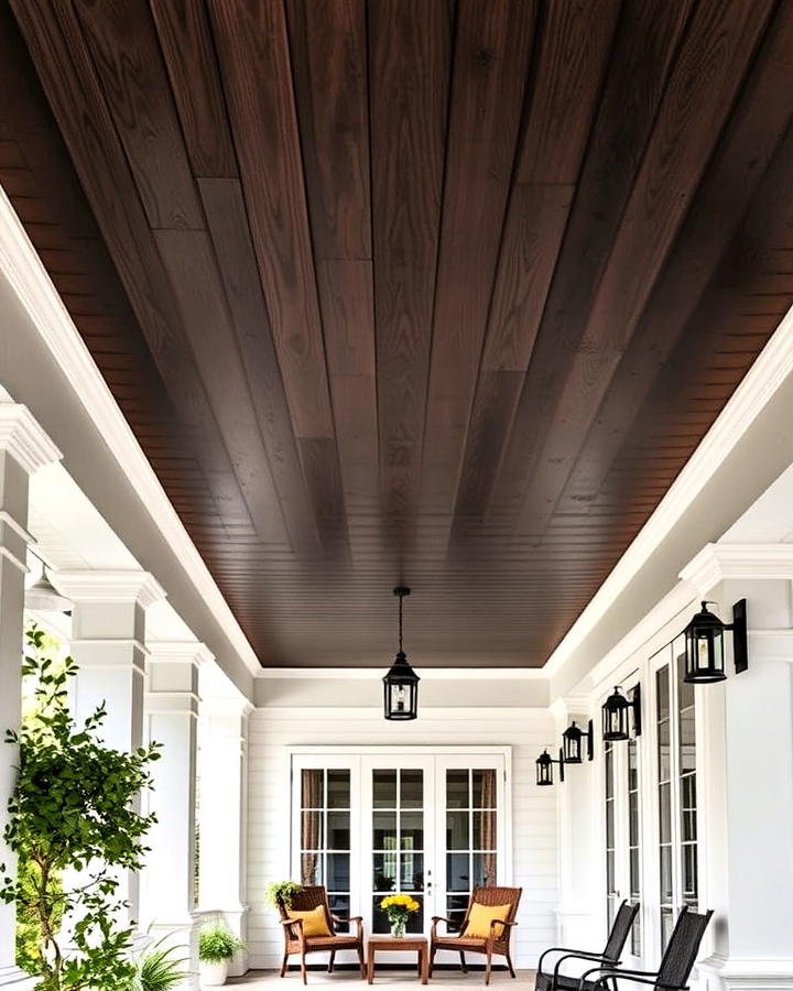 Elegant Dark Woodgrain Vinyl Ceiling