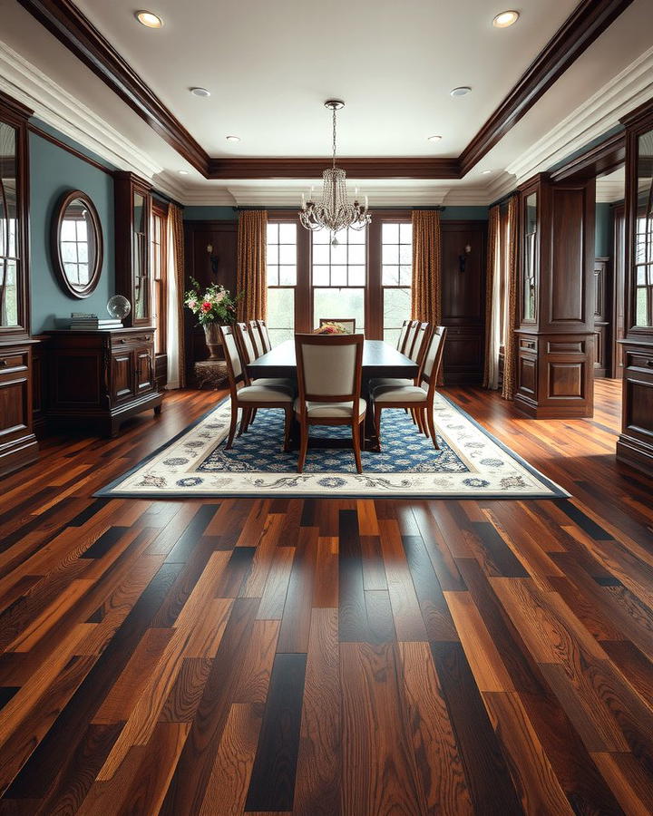 Elegant Dining Rooms with Dark Walnut Floors