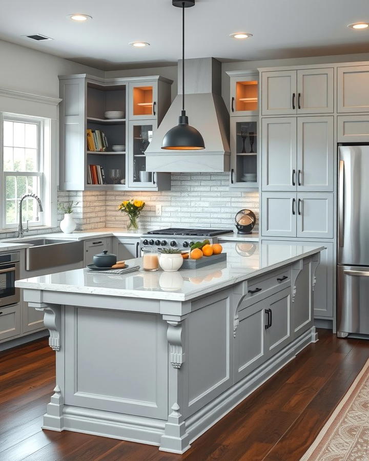 Elegant Gray Kitchen Island