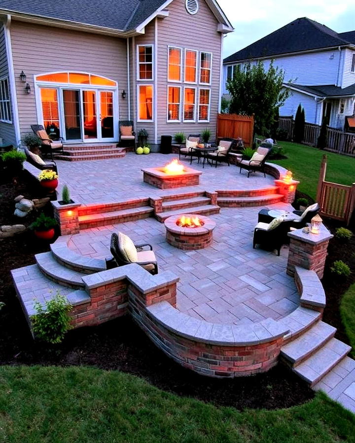 Elevated Fire Pit With Multi level Paver idea