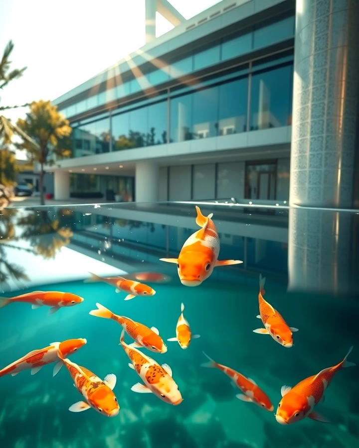 Elevated Koi Pond with Glass Panels