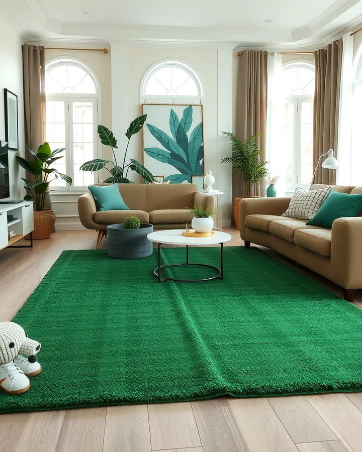 Emerald Green Area Rug to Ground the Space