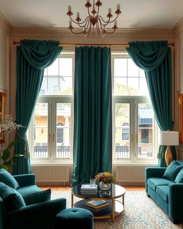 Emerald Green Curtains for a Dramatic Flair