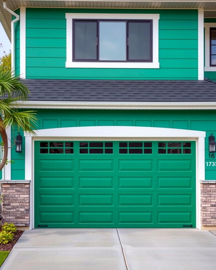 Emerald Green Garage Door for a Vibrant Statement