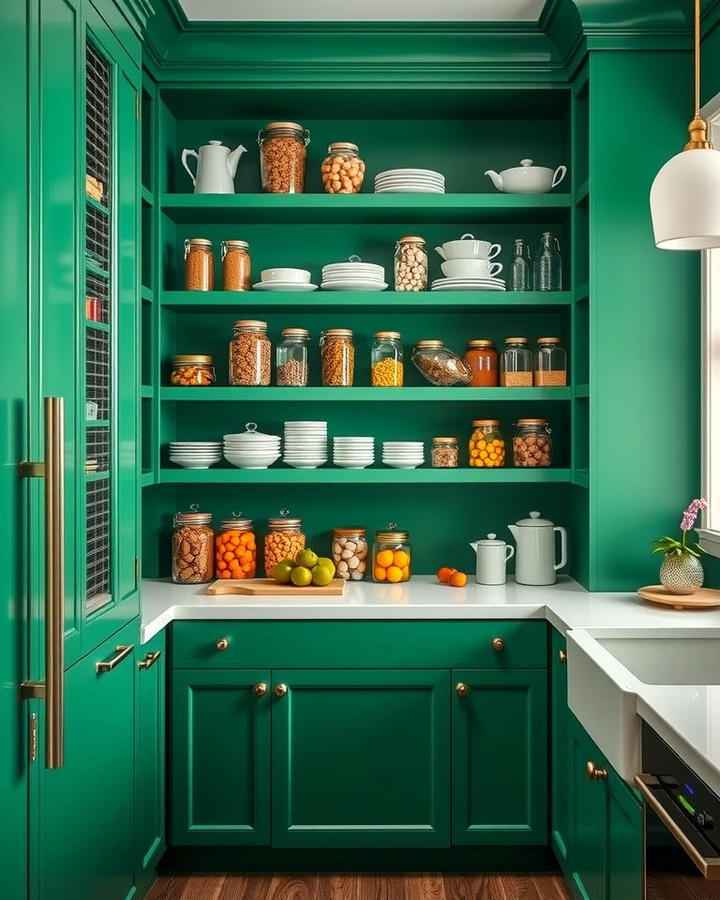 Emerald Green Open Pantry