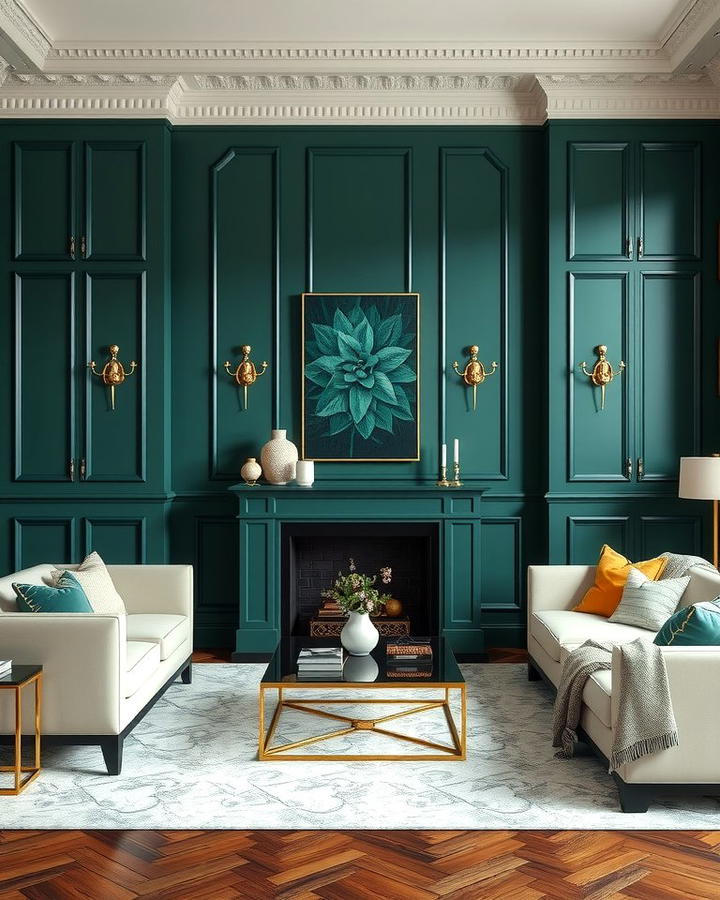 Emerald Green Panel Walls for a Bold Design