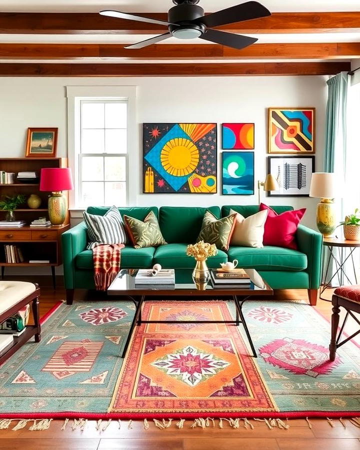 Emerald Green Sofa with Eclectic Styling