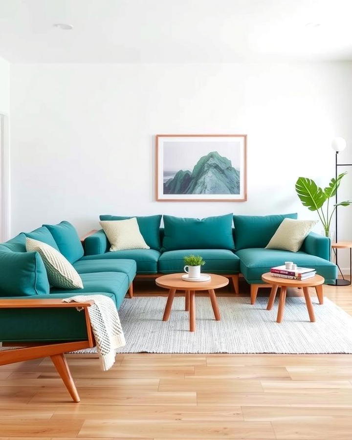 Emerald Green Sofa with Scandinavian Minimalism