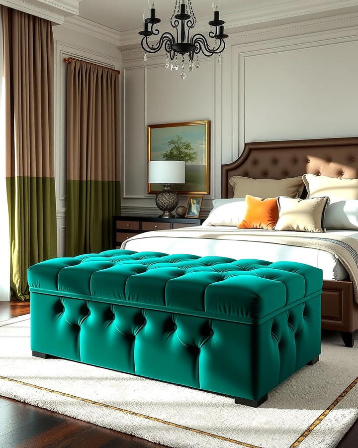 Emerald Green Velvet Ottoman