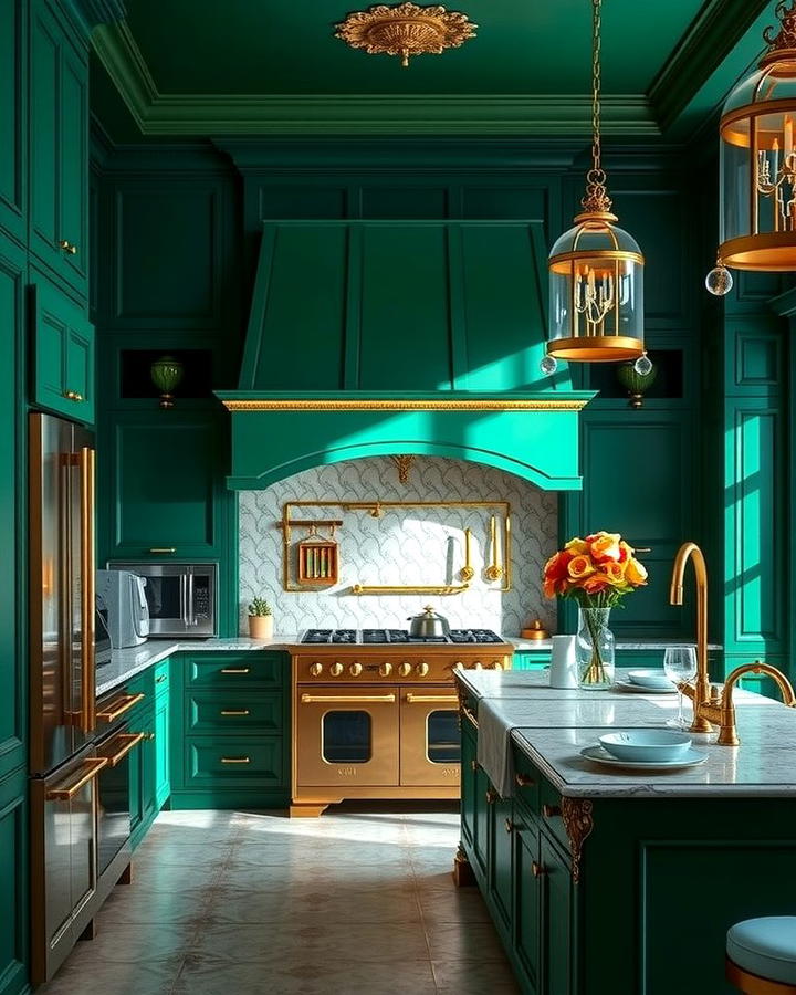 Emerald Green Walls with Gold Accents