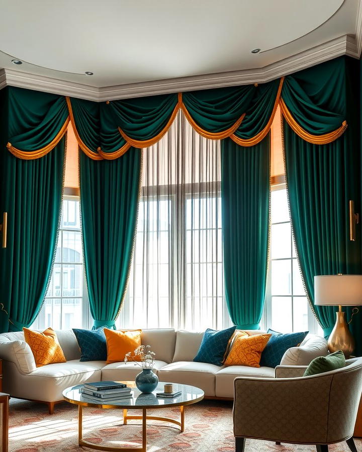 Emerald Green and Gold Curtains for a Dramatic Touch