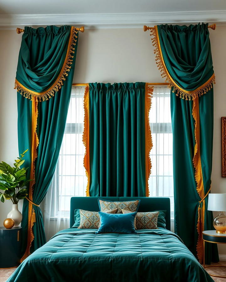 Emerald Green and Gold Drapes