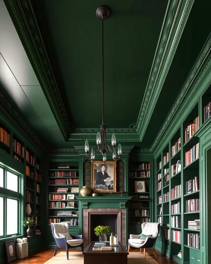 Enhancing the Space with Dark Green Ceiling Paint