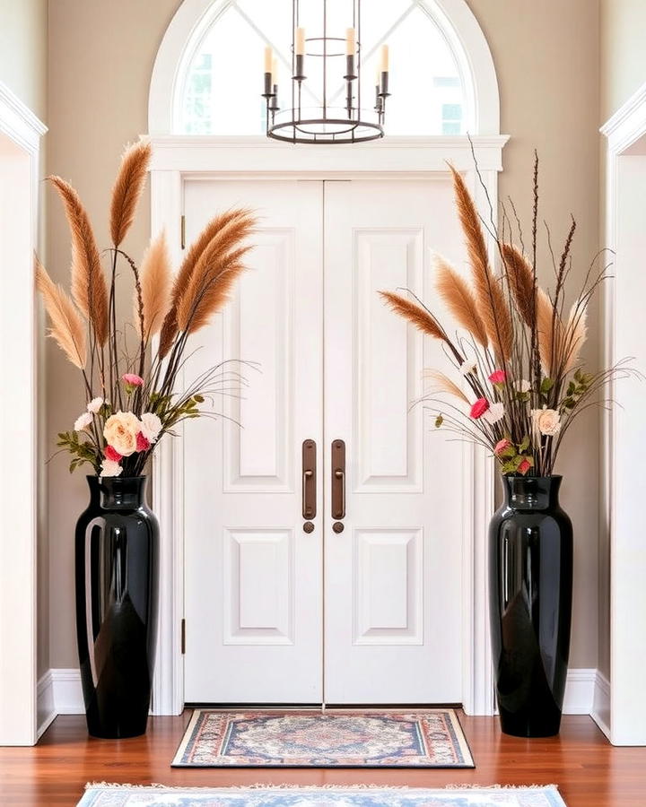 Entryway Floor Elegance With Tall Vases