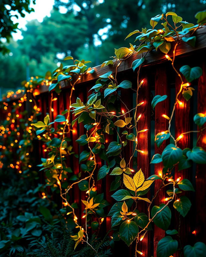 Fairy Lights Intertwined with Plants