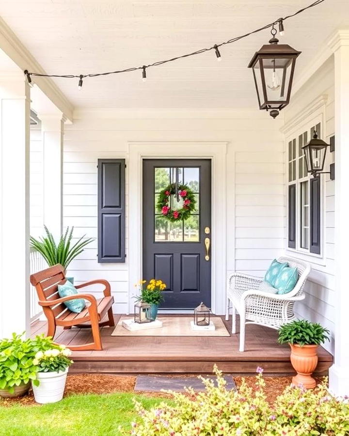 Farmhouse Style Porch with Shiplap Siding