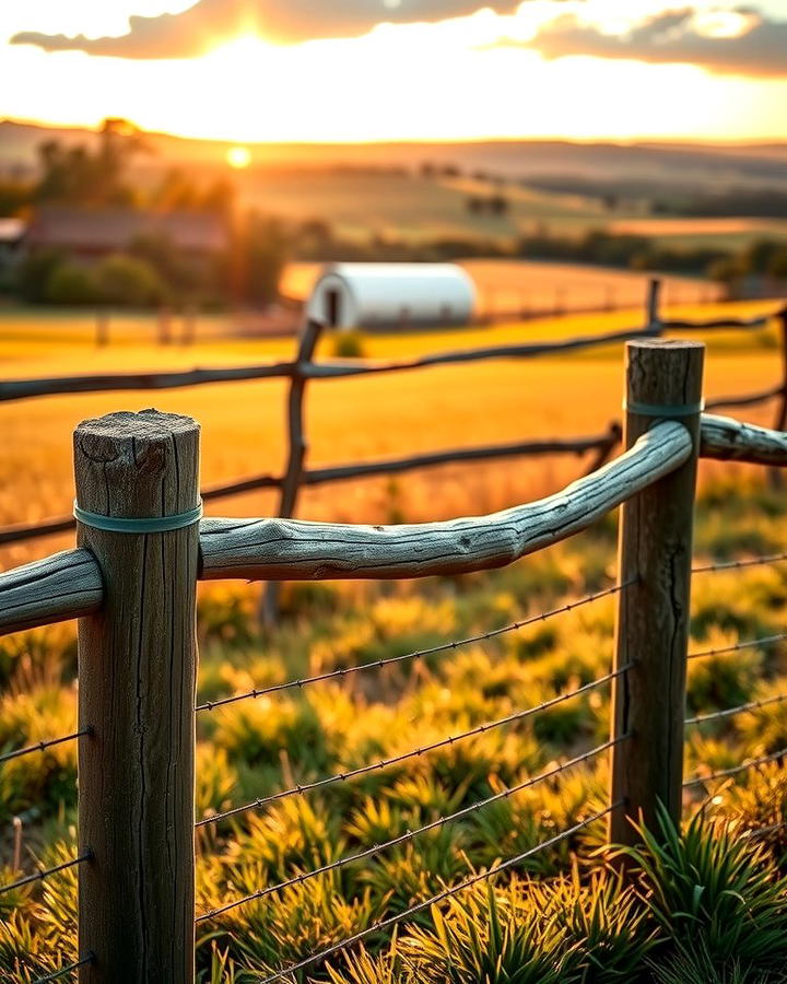 Farmhouse Vibes with Split Wood Rails and Metal Wire