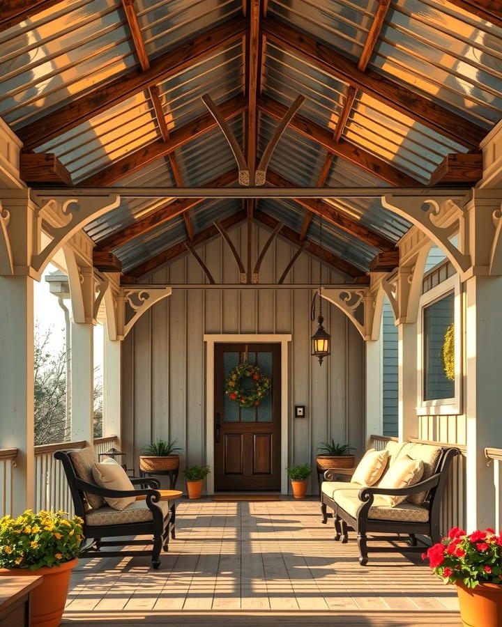 Farmhouse Warmth with Weathered Steel Roof