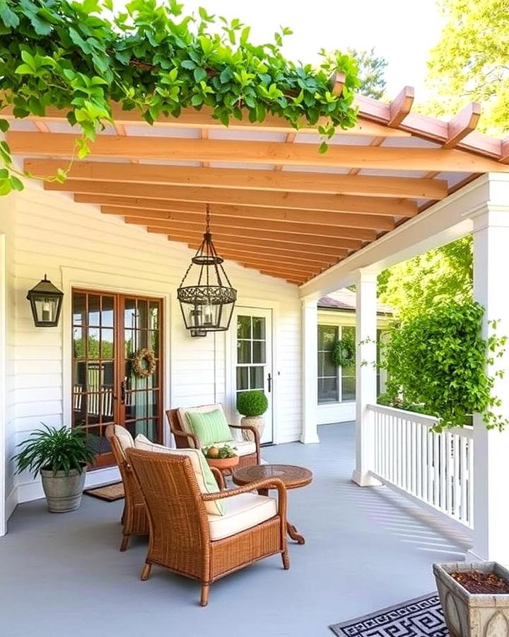 Farmhouse with Pergola Extension on the Porch