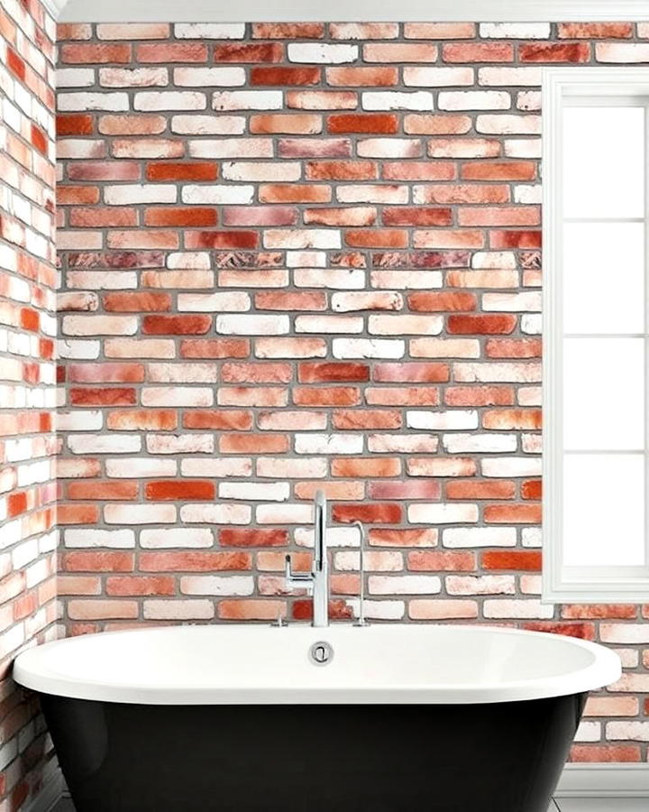 Faux Brick Wall Panels in Bathroom