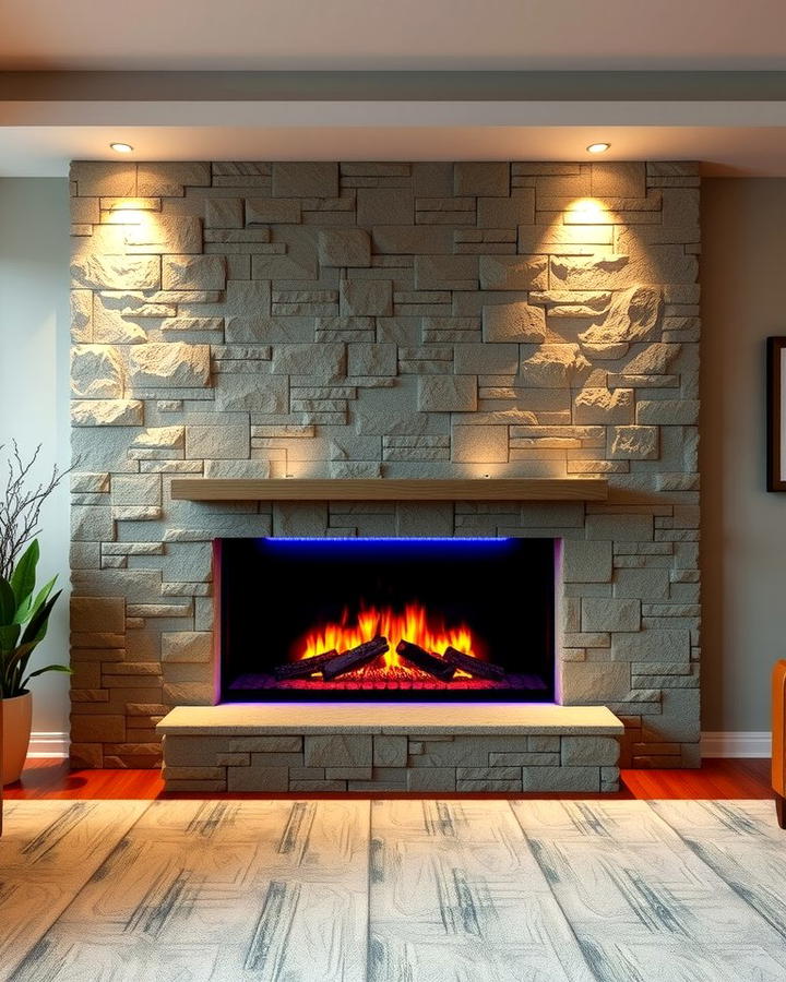 Faux Stone Fireplace with LED Lighting