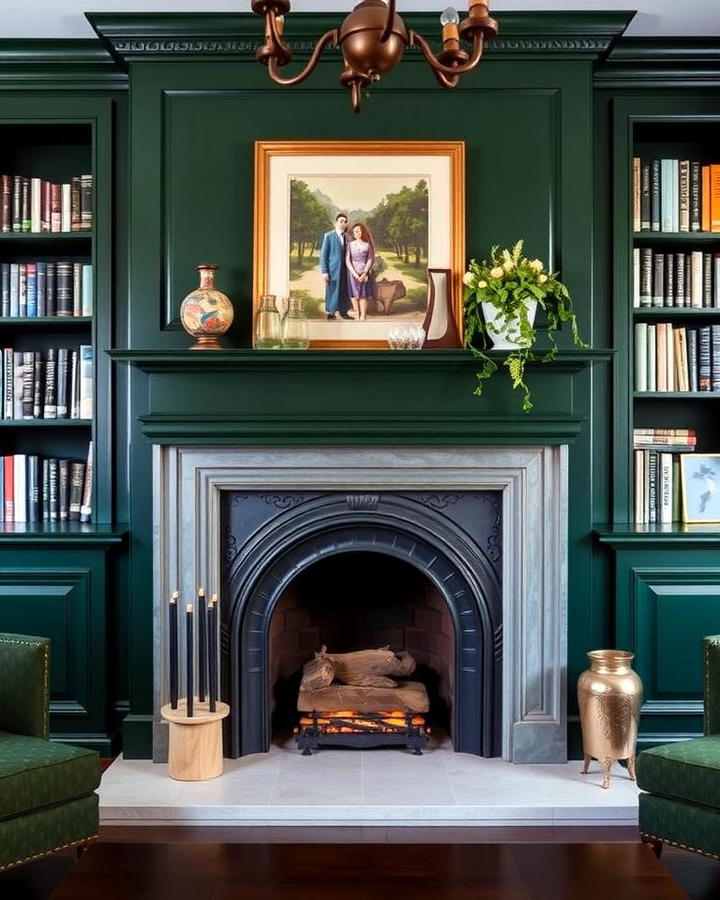 Featuring a Dark Green Fireplace for a Cozy Focal Point