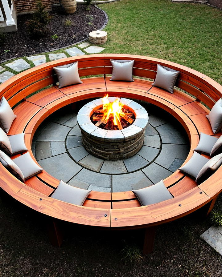 Fire Pit With Circular Bench Idea