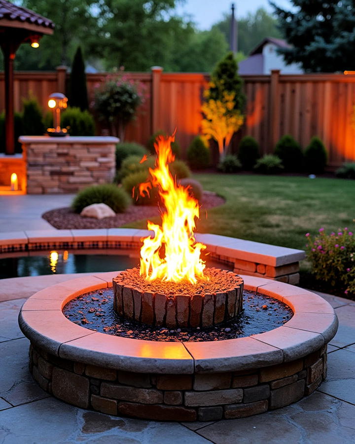 Fire Pit With Integrated Water Feature