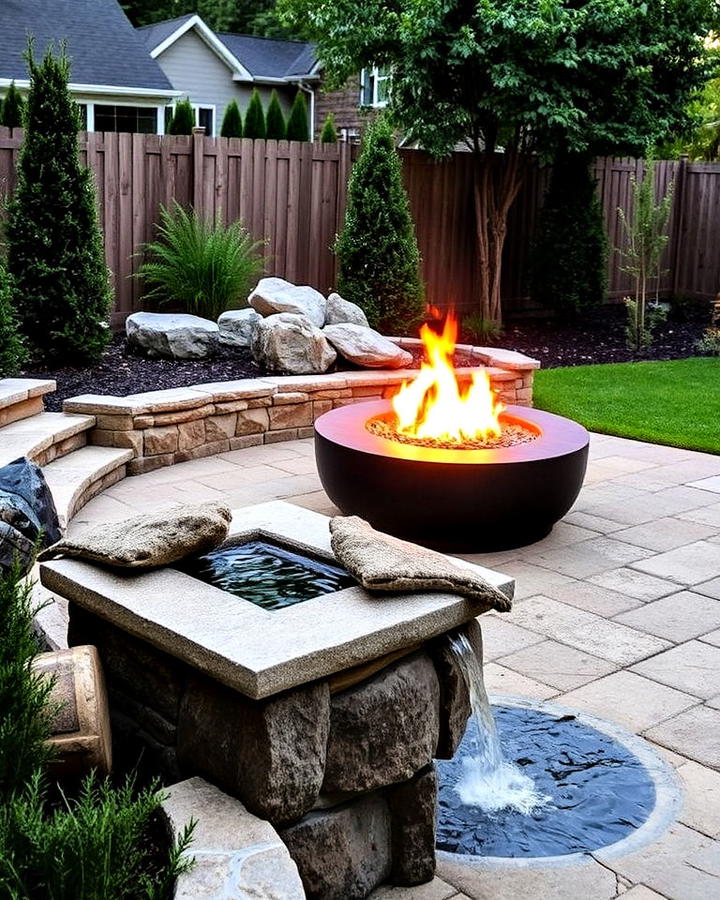 Fire Pit With Water Feature Design