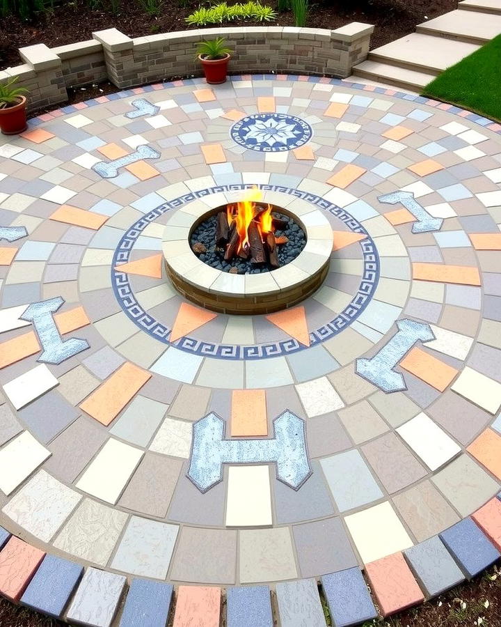 Fire Pit with Decorative Paver Inlay