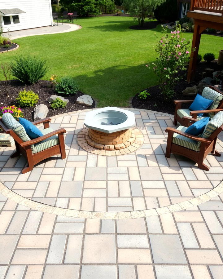 Fire Pit with Interlocking Concrete Pavers