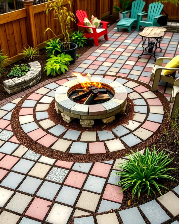 Fire Pit with Permeable Concrete Pavers