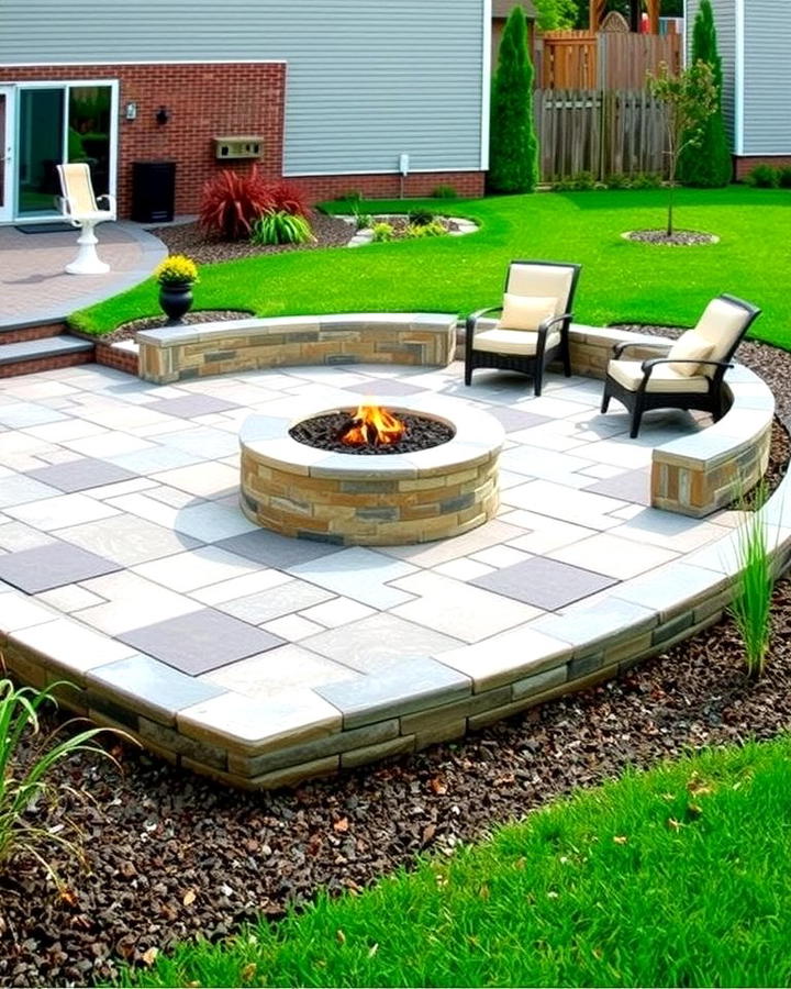 Fire Pit with Raised Concrete Paver Edging