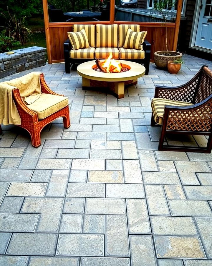 Fire Pit with Textured Paver Surface